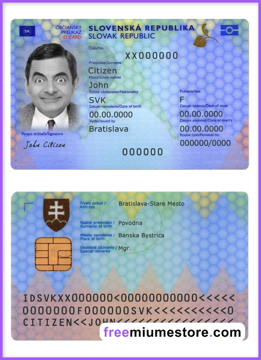 Slovakia ID Card PSD Template